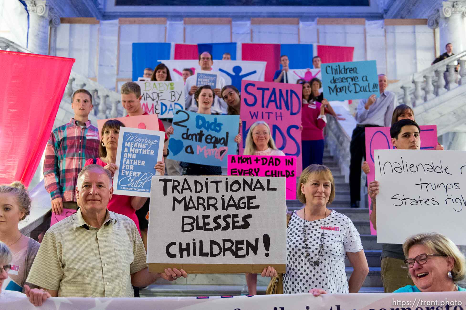 Trent Nelson  |  The Salt Lake Tribune
Traditional marriage supporters filled the Capitol Rotunda during a rally in Salt Lake City, Thursday September 18, 2014.