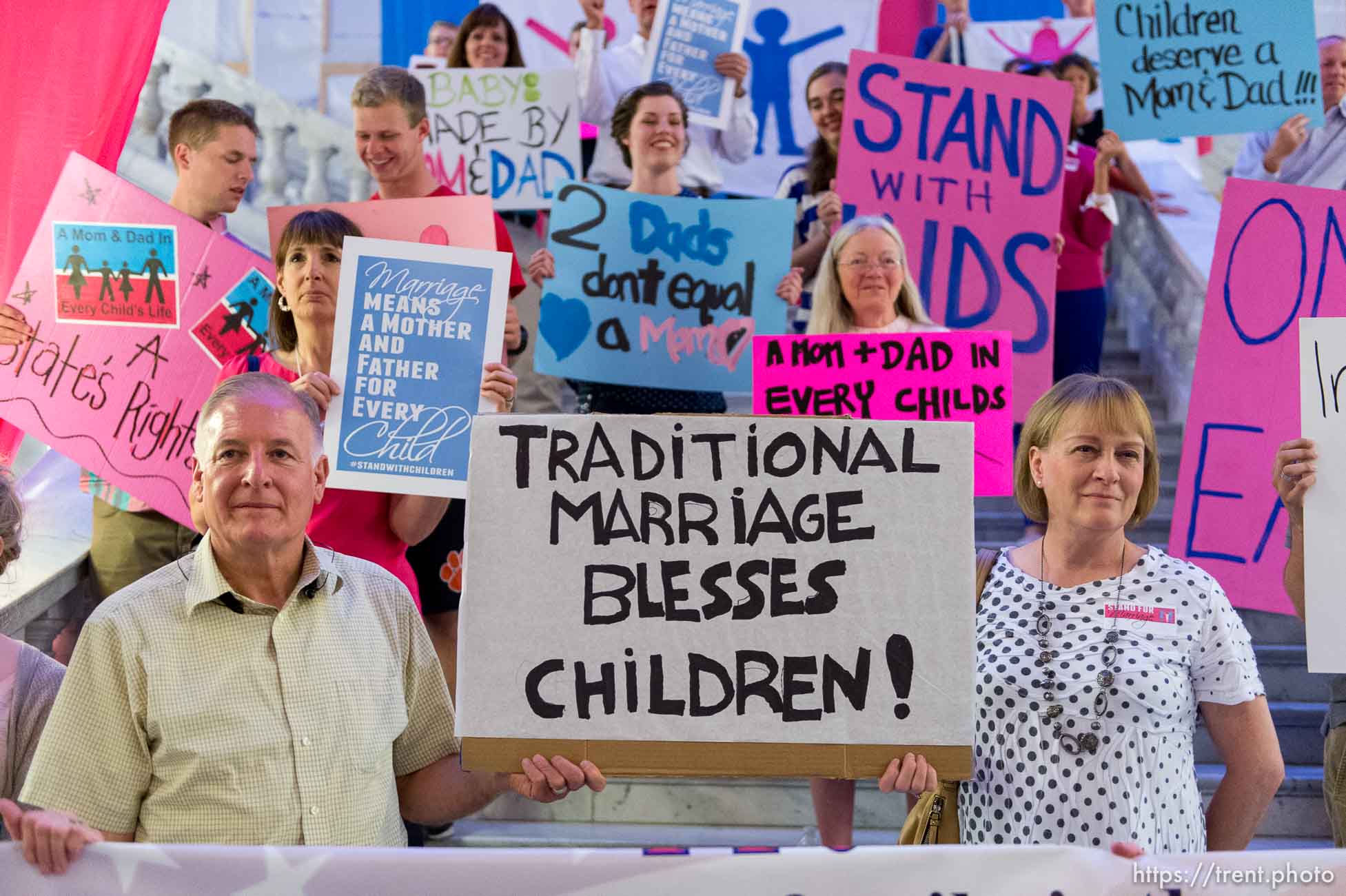 Trent Nelson  |  The Salt Lake Tribune
Traditional marriage supporters filled the Capitol Rotunda during a rally in Salt Lake City, Thursday September 18, 2014.