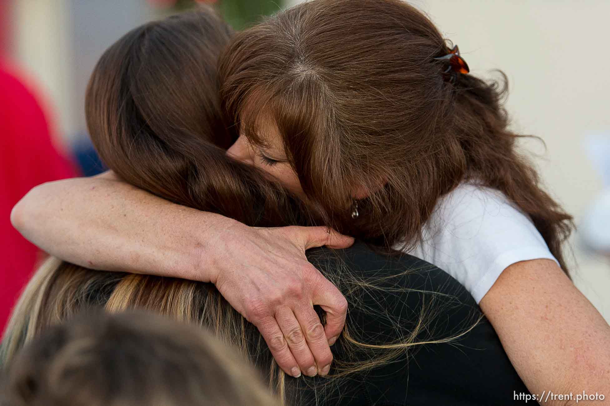 Trent Nelson  |  The Salt Lake Tribune
Susan Hunt embraces a friend during a candlelight vigil Sunday September 14, 2014 for her son, Darrien Hunt, who was shot and killed by Saratoga Springs police.