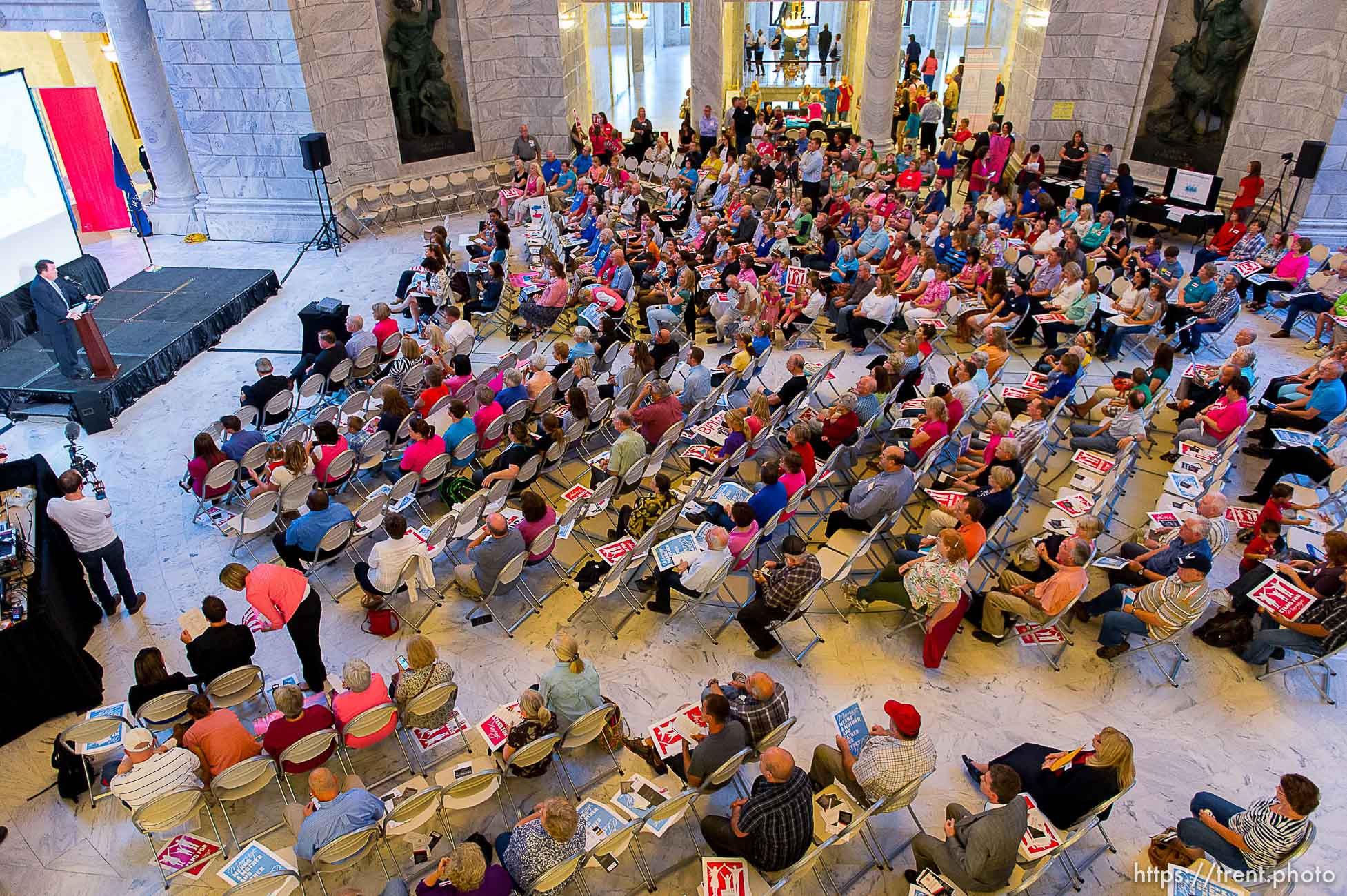 Trent Nelson  |  The Salt Lake Tribune
Traditional marriage supporters filled the Capitol Rotunda during a rally in Salt Lake City, Thursday September 18, 2014.