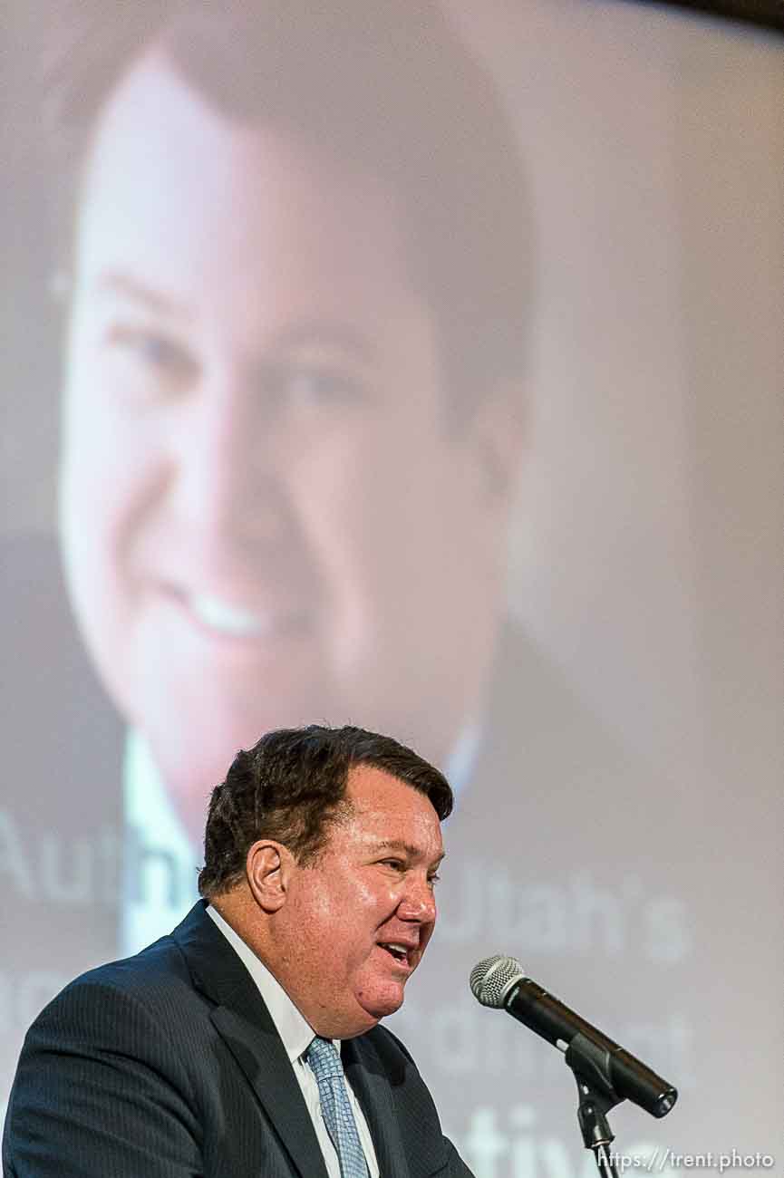 Trent Nelson  |  The Salt Lake Tribune
Rep. LaVar Christensen speaks to traditional marriage supporters who filled the Capitol Rotunda during a rally in Salt Lake City, Thursday September 18, 2014.