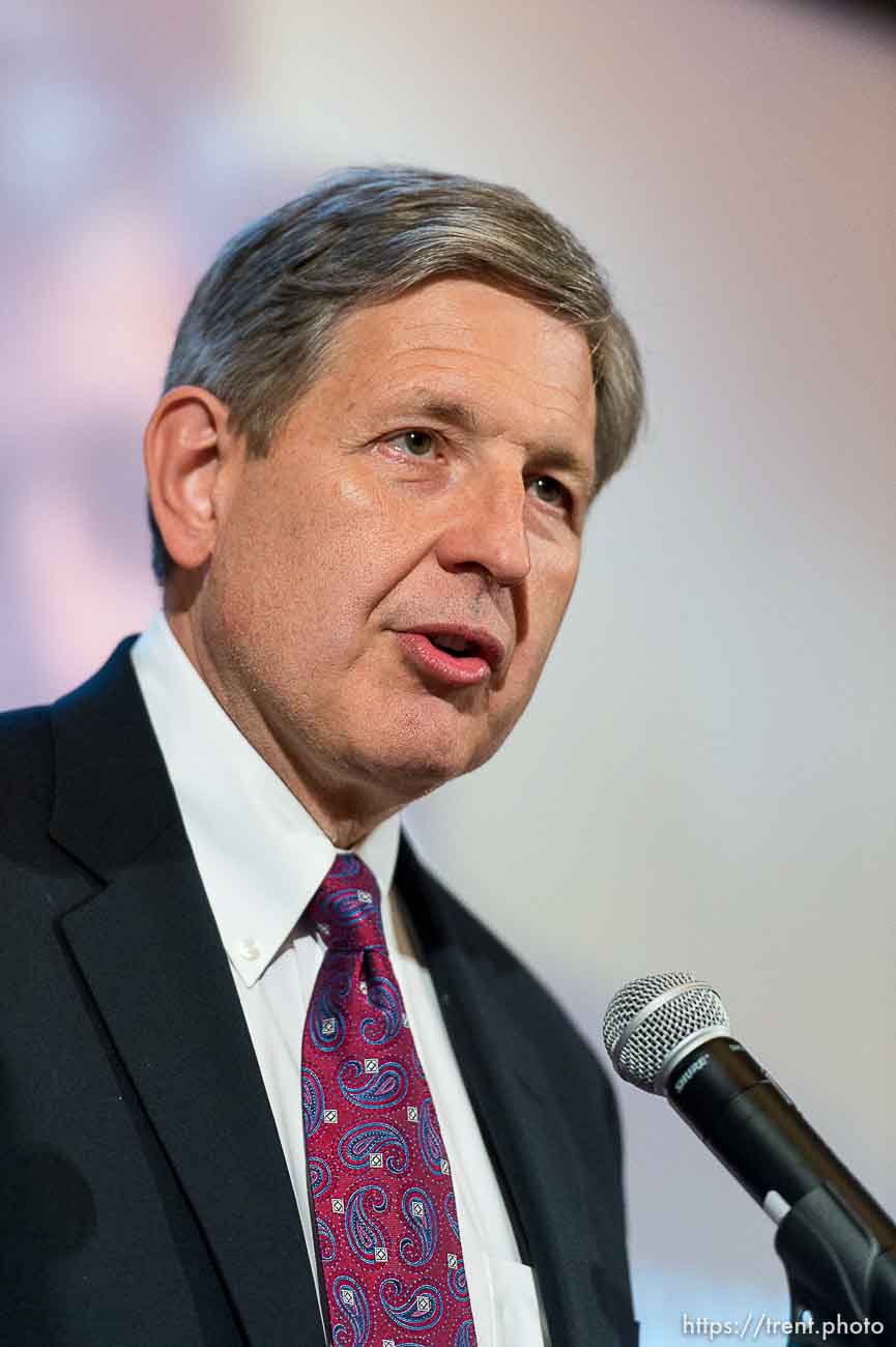 Trent Nelson  |  The Salt Lake Tribune
Special Assistant Attorney General Gene Schaer  speaks to traditional marriage supporters who filled the Capitol Rotunda during a rally in Salt Lake City, Thursday September 18, 2014.