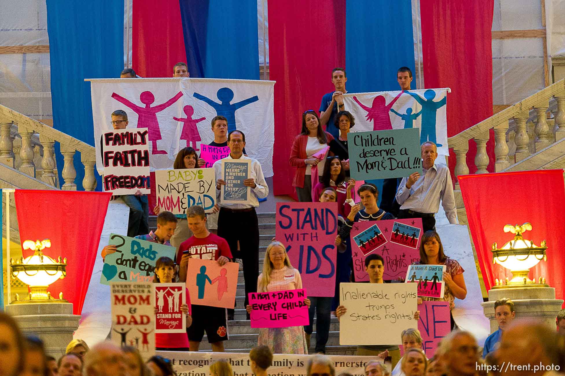 Trent Nelson  |  The Salt Lake Tribune
Traditional marriage supporters filled the Capitol Rotunda during a rally in Salt Lake City, Thursday September 18, 2014.