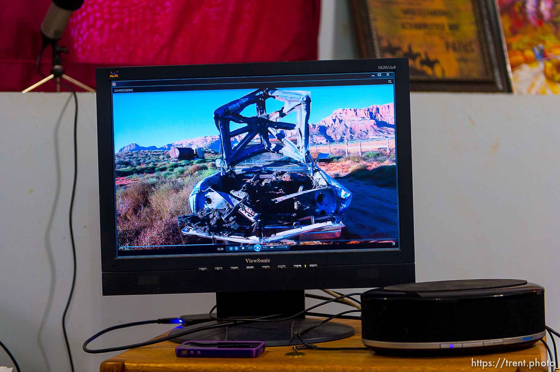 Trent Nelson  |  The Salt Lake Tribune
A video shot by Andrew Chatwin shows the remains of a truck that was bombed in Colorado City, Arizona, Thursday September 25, 2014.