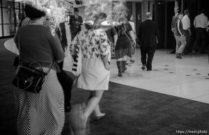 Trent Nelson  |  The Salt Lake Tribune
Women enter BYU's Marriott Center for a broadcast of the LDS General Priesthood Session in Provo Saturday October 4, 2014. The event was one of several planned by Ordain Women.