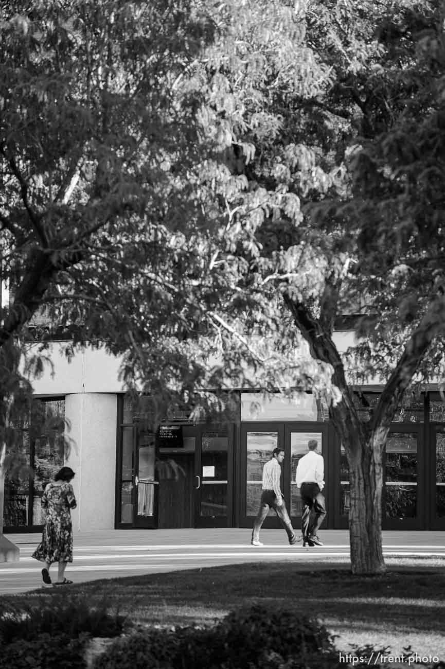 Trent Nelson  |  The Salt Lake Tribune
A woman walks into a broadcast of the LDS General Priesthood Session at BYU's Marriott Center in Provo Saturday October 4, 2014.