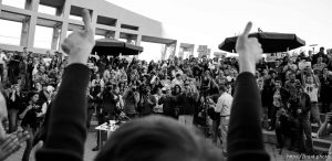 Trent Nelson  |  The Salt Lake Tribune
Kitchen v. Herbert plaintiff Kody Partridge gives two thumbs up during a rally to celebrate today's legalization of same-sex marriage, Monday October 6, 2014 in Salt Lake City.