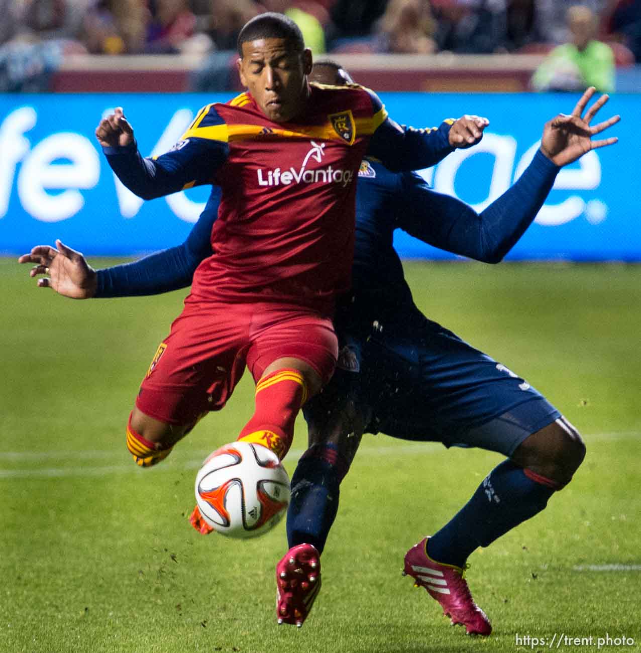 Trent Nelson  |  The Salt Lake Tribune
Real Salt Lake's Joao Plata (8) takes a shot as Real Salt Lake faces Chivas USA at Rio Tinto Stadium in Sandy, Wednesday October 22, 2014.