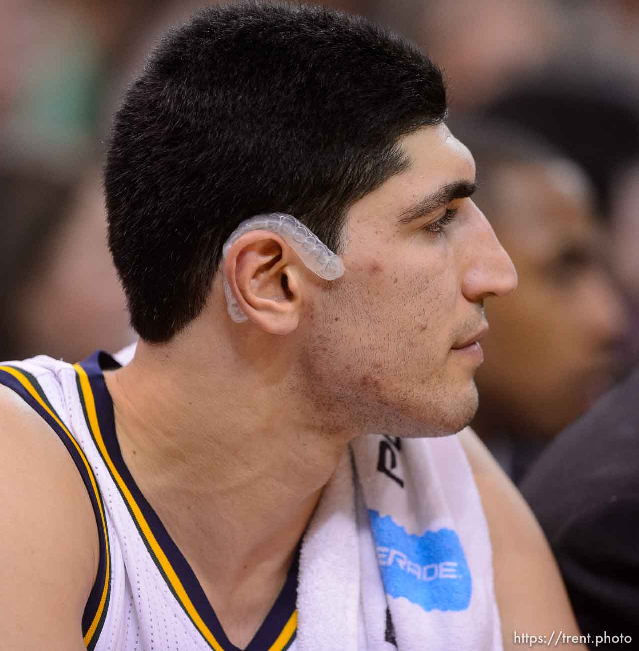 Trent Nelson  |  The Salt Lake Tribune
Utah Jazz center Enes Kanter (0) sits on the bench in the first half, as the Utah Jazz host the Houston Rockets, NBA basketball at EnergySolutions Arena in Salt Lake City, Wednesday October 29, 2014.