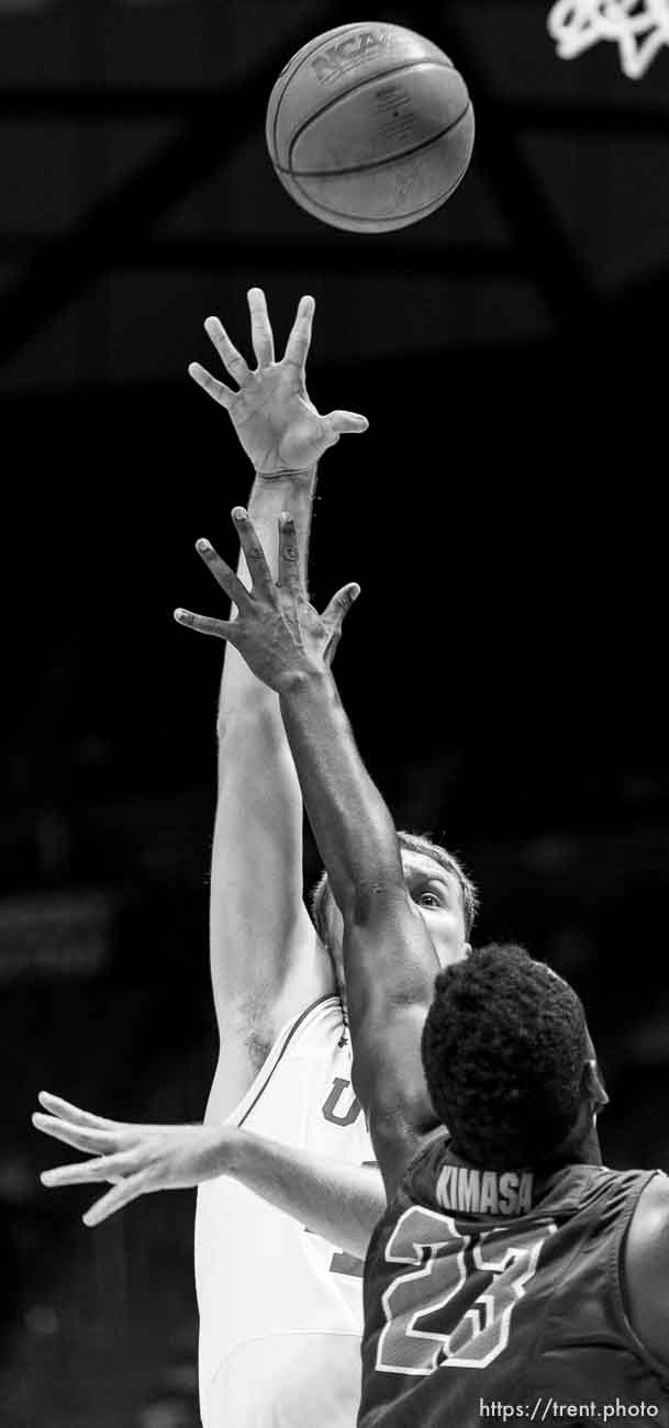 Trent Nelson  |  The Salt Lake Tribune
Utah Utes forward Jeremy Olsen (41) puts up a shot as the University of Utah Utes host the UT Pan American Broncs, NCAA basketball at the Huntsman Center in Salt Lake City, Wednesday November 26, 2014.