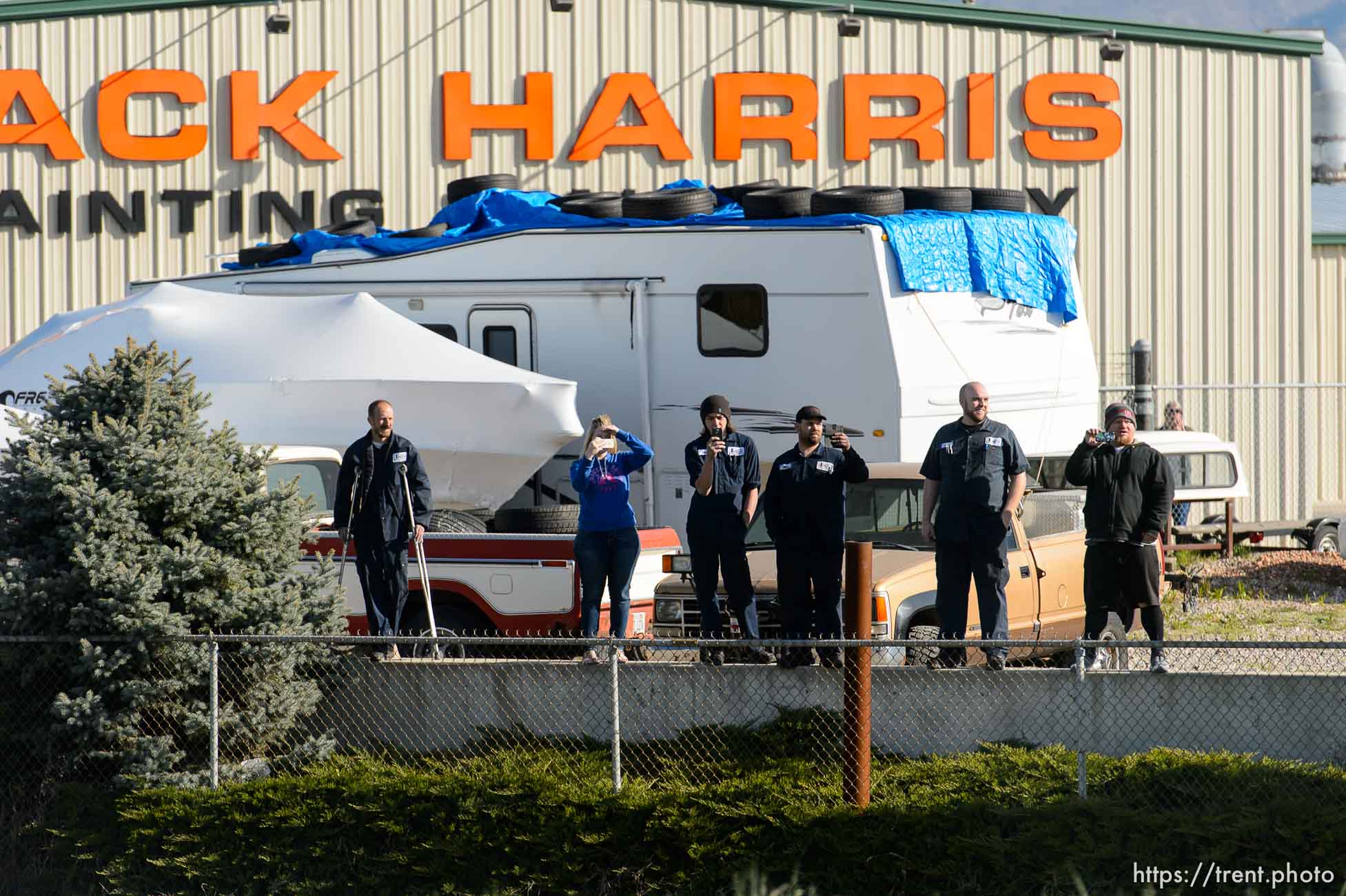 Trent Nelson  |  The Salt Lake Tribune
Onlookers line the route of President Barack Obama's motorcade as it makes its way from Salt Lake City to Hill Air Force Base, Friday April 3, 2015.