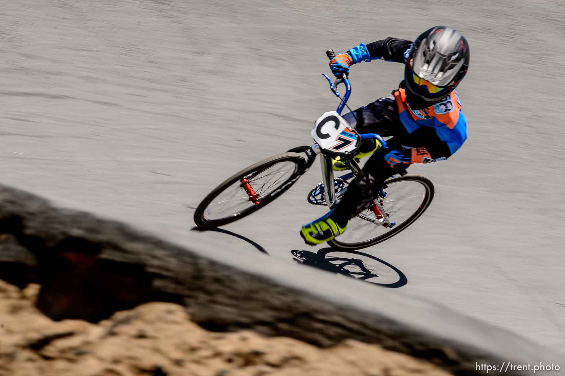 Trent Nelson  |  The Salt Lake Tribune
7-year-old Declan Hurley races at the U.S. BMX National Series at Rad Canyon BMX in South Jordan, Saturday June 13, 2015.