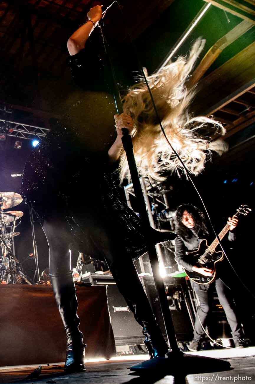 Trent Nelson  |  The Salt Lake Tribune
Singer Taylor Momsen on stage as The Pretty Reckless performs at Saltair, Wednesday June 3, 2015.