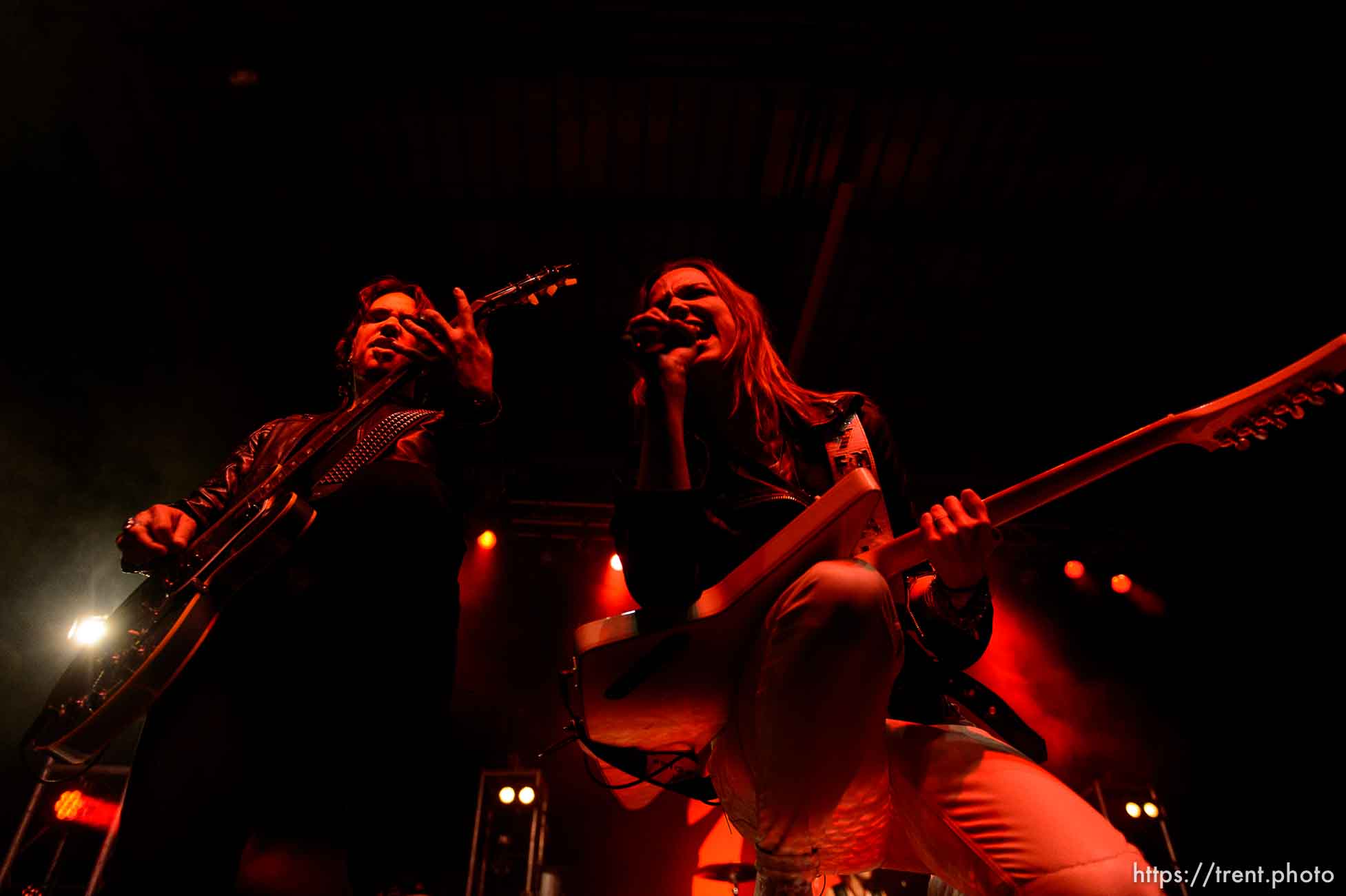 Trent Nelson  |  The Salt Lake Tribune
Joe Hottinger and Lzzy Hale on stage as Halestorm performs at Saltair, Wednesday June 3, 2015.