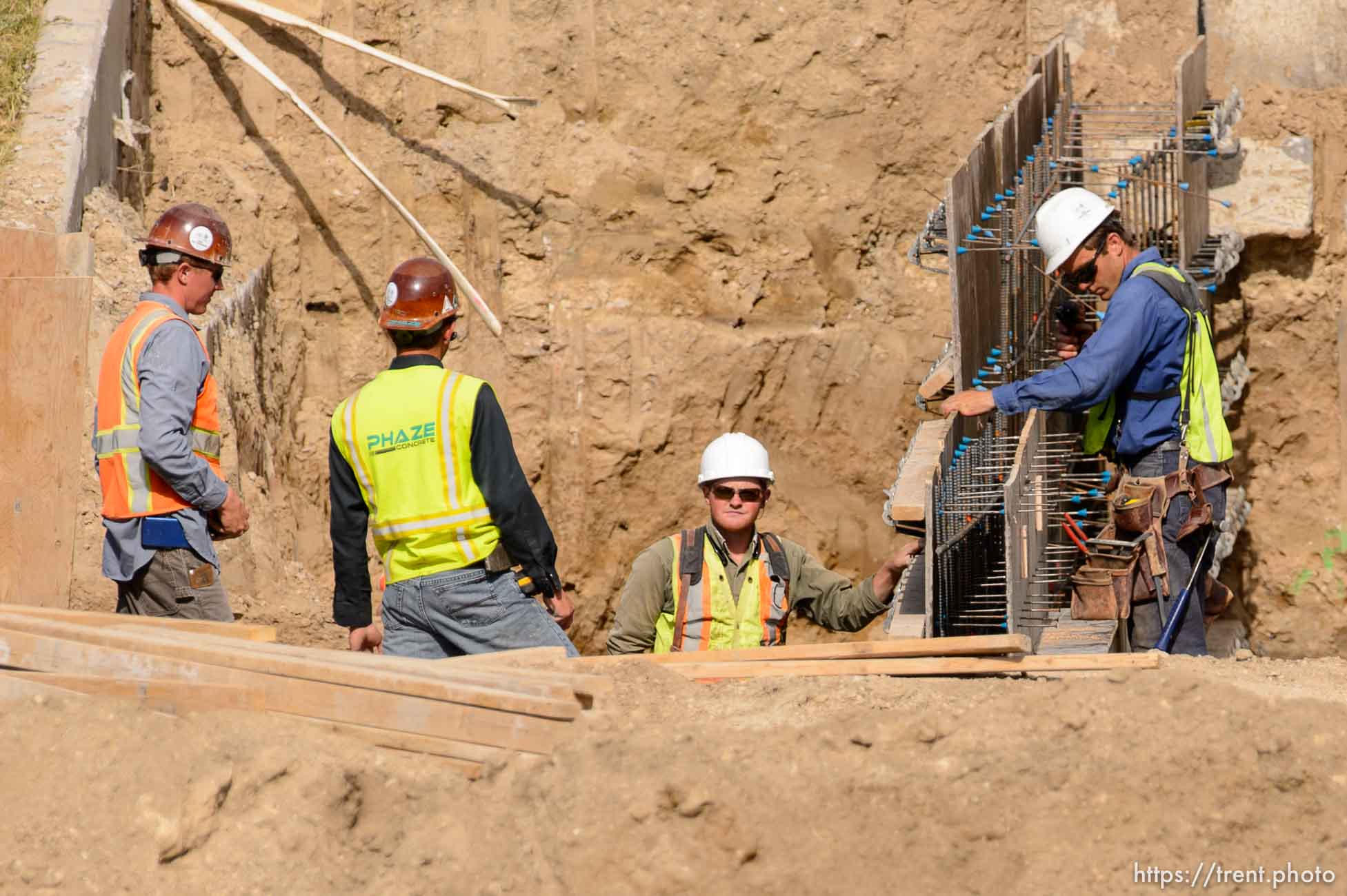 Trent Nelson  |  The Salt Lake Tribune
Workers from Phaze Concrete on the construction site of the new Rawlins High School in Rawlins, Wyoming, Tuesday June 30, 2015.