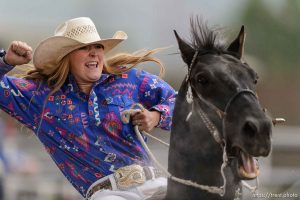 Trent Nelson  |  The Salt Lake Tribune
Taylour Latham competes in Breakaway Roping at the Utah High School Rodeo Association state championships in Heber, Saturday June 6, 2015.