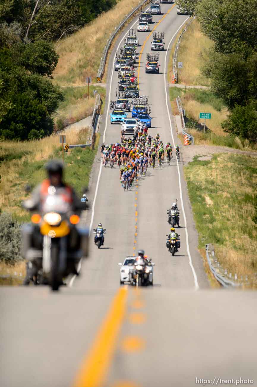 Trent Nelson  |  The Salt Lake Tribune
The peloton heads into Deweyville, Tuesday August 4, 2015, during the Tour of Utah's second stage.