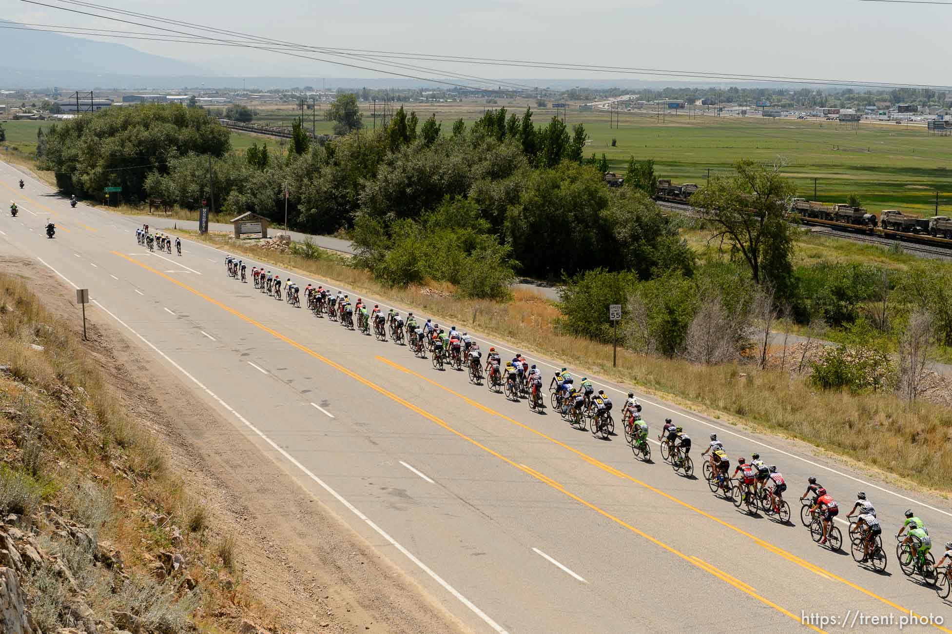 Trent Nelson  |  The Salt Lake Tribune
The peloton enters Weber County at Rocky Point during the Tour of Utah's second stage, Tuesday August 4, 2015.