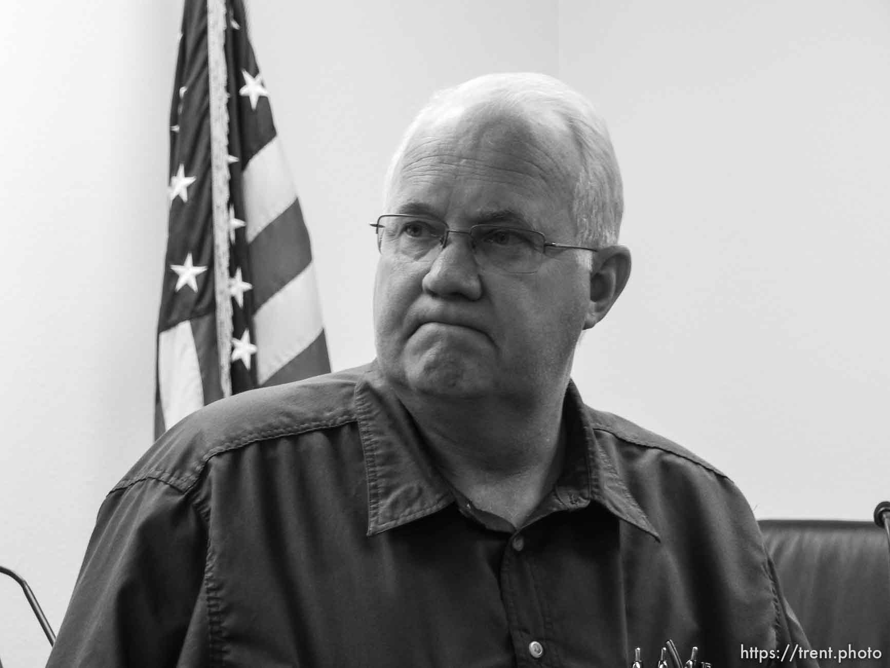 Trent Nelson  |  The Salt Lake Tribune
Hildale Mayor Philip Barlow speaks after nine people were killed and five remained missing Tuesday morning, the day after an SUV and a van were washed off a road during a flash flood in this polygamous Utah-Arizona border community.