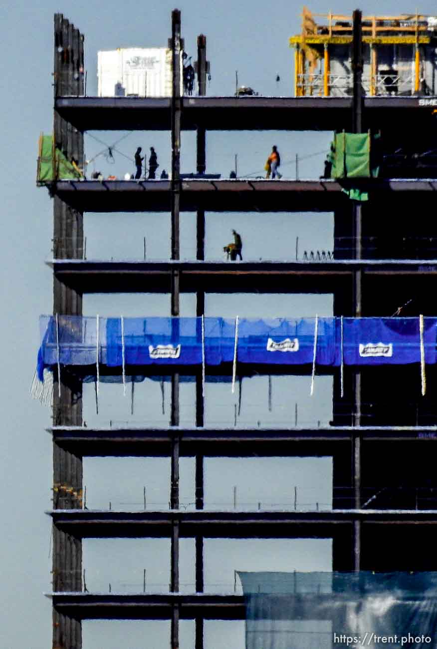 Trent Nelson  |  The Salt Lake Tribune
Workers on the job building 111 Main, a new high-rise in Salt Lake City, Tuesday September 22, 2015.