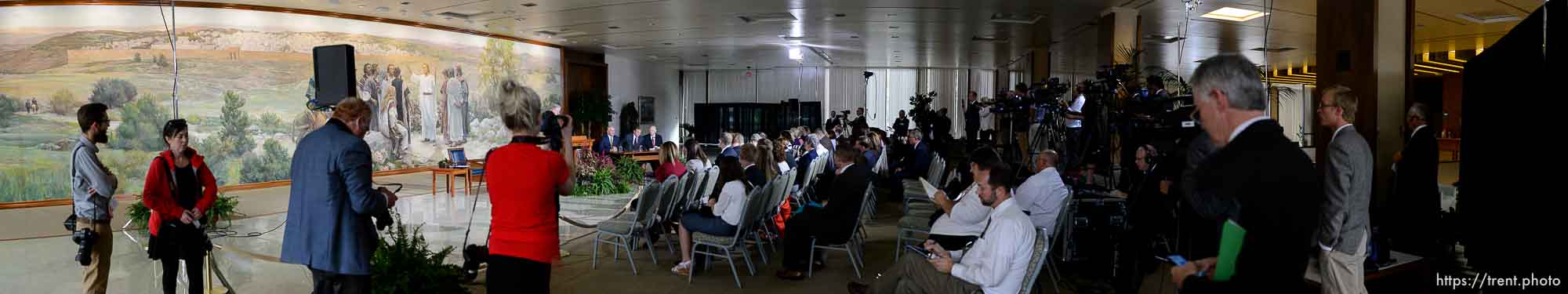 Trent Nelson  |  The Salt Lake Tribune
New LDS apostles, Ronald A. Rasband, Gary E. Stevenson, and Dale G. Renlund, are introduced at a press conference during the 185th Semiannual General Conference of the LDS Church in Salt Lake City, Saturday October 3, 2015. kristin murphy, spenser heaps