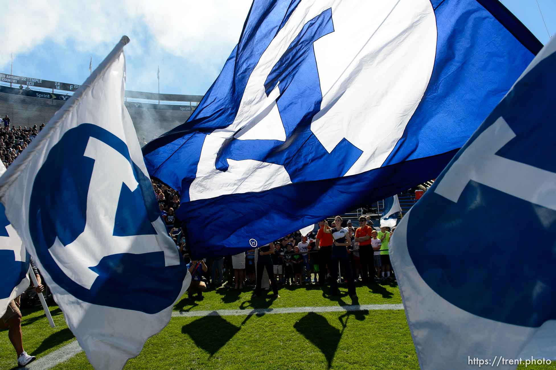 Trent Nelson  |  The Salt Lake Tribune
cougars take field as BYU hosts Wagner, NCAA football at LaVell Edwards Stadium in Provo, Saturday October 24, 2015.