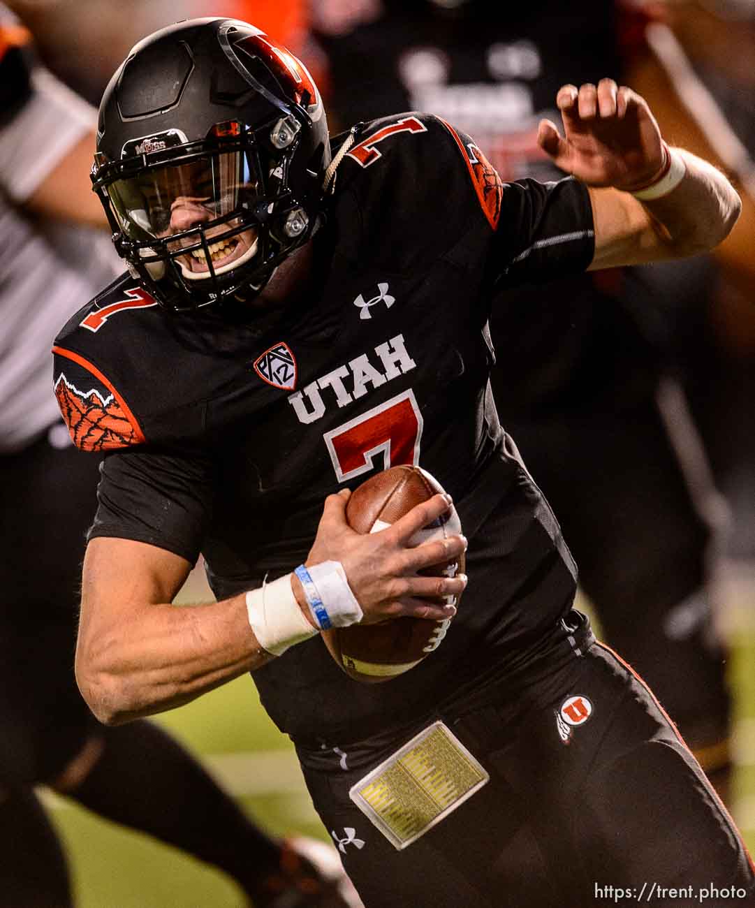 Trent Nelson  |  The Salt Lake Tribune
Utah Utes quarterback Travis Wilson (7) is brought down for a loss as the University of Utah hosts Oregon State, NCAA football at Rice-Eccles Stadium in Salt Lake City, Saturday October 31, 2015.