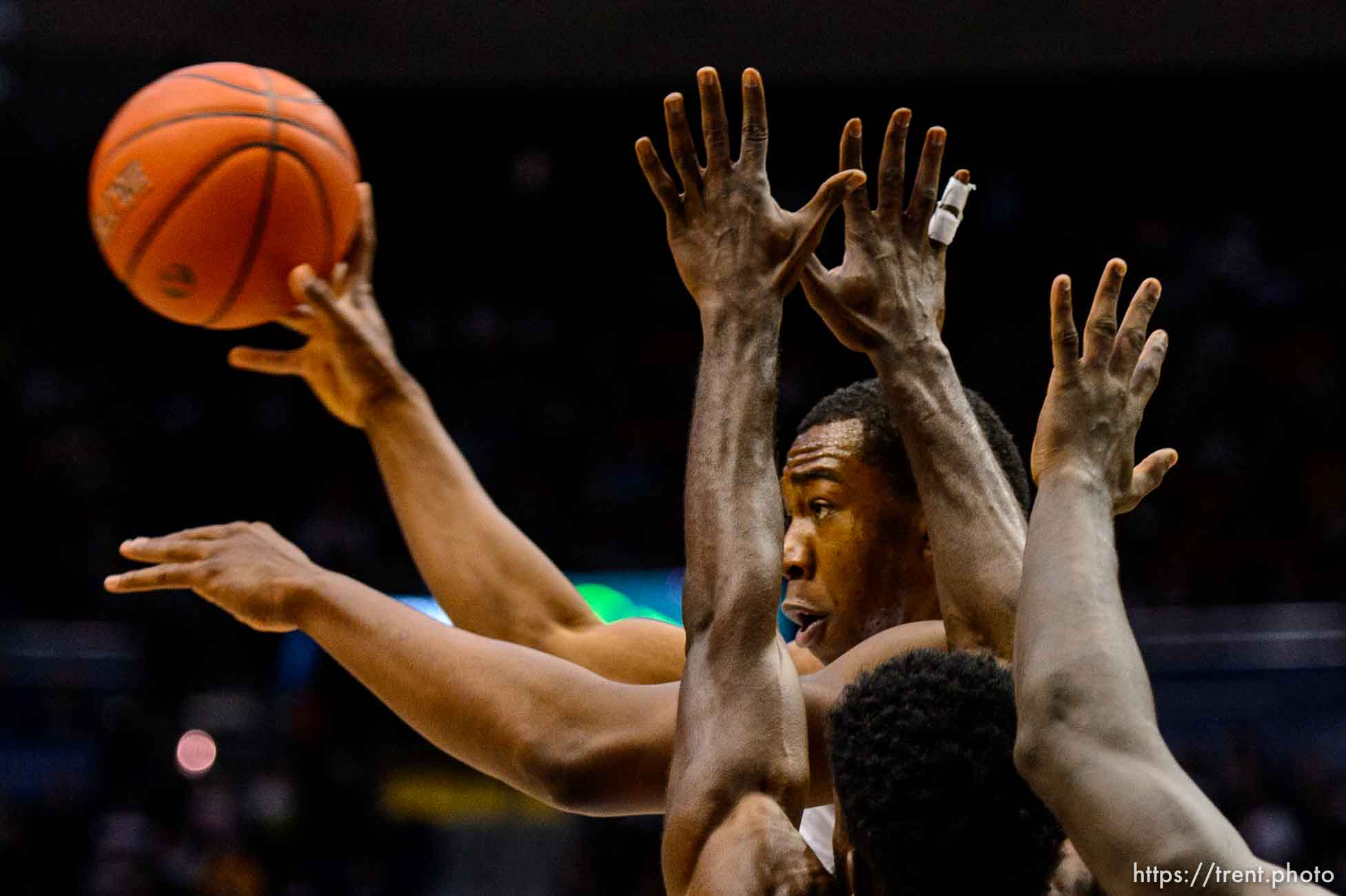 Trent Nelson  |  The Salt Lake Tribune
Brigham Young Cougars forward Jamal Aytes (40) looks for an open teammate as BYU hosts Mississippi Valley State, NCAA basketball at the Marriott Center in Provo, Wednesday November 25, 2015.