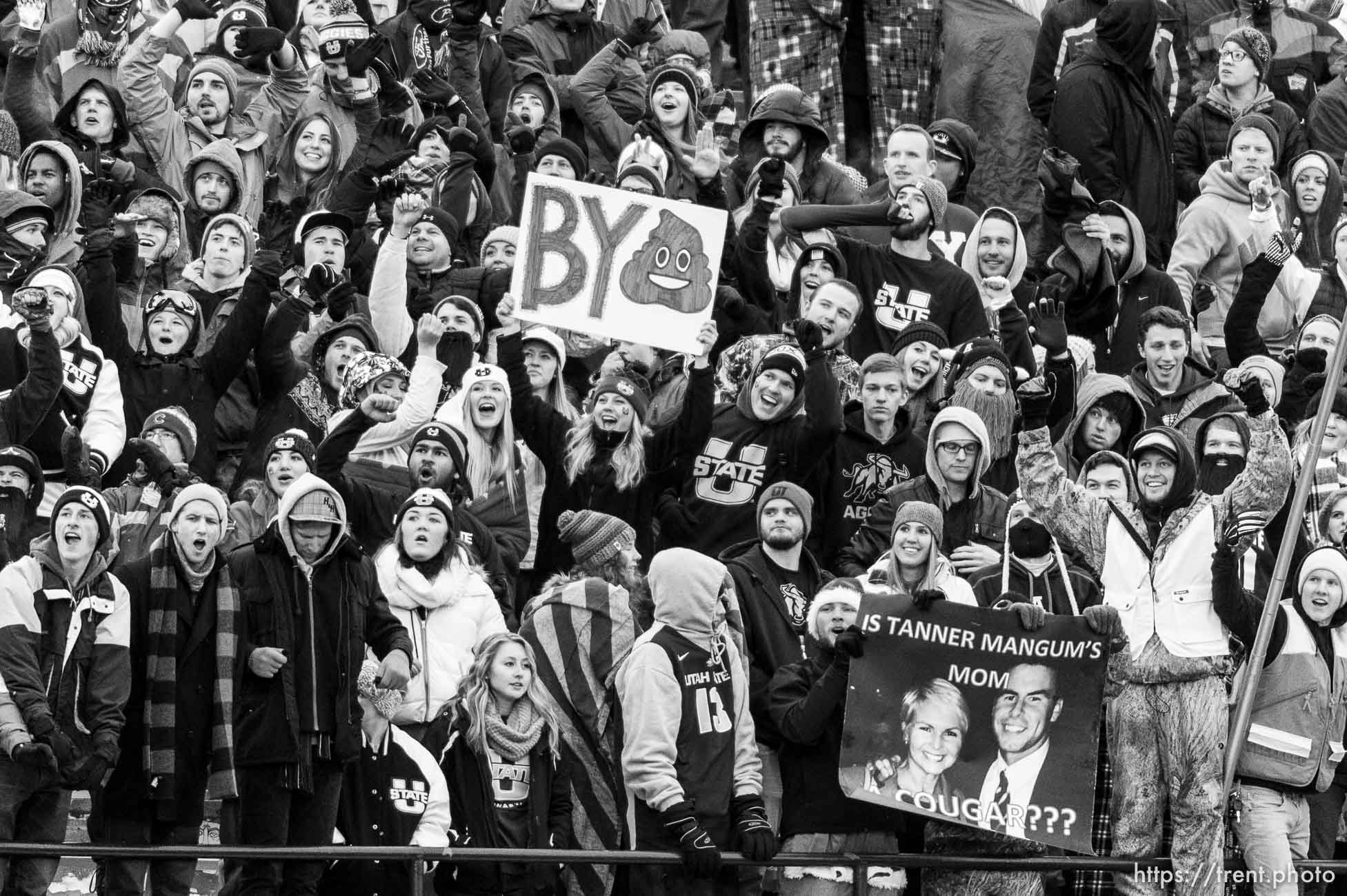 Trent Nelson  |  The Salt Lake Tribune
utah state fans, as Utah State hosts BYU, NCAA football in Logan, Saturday November 28, 2015.