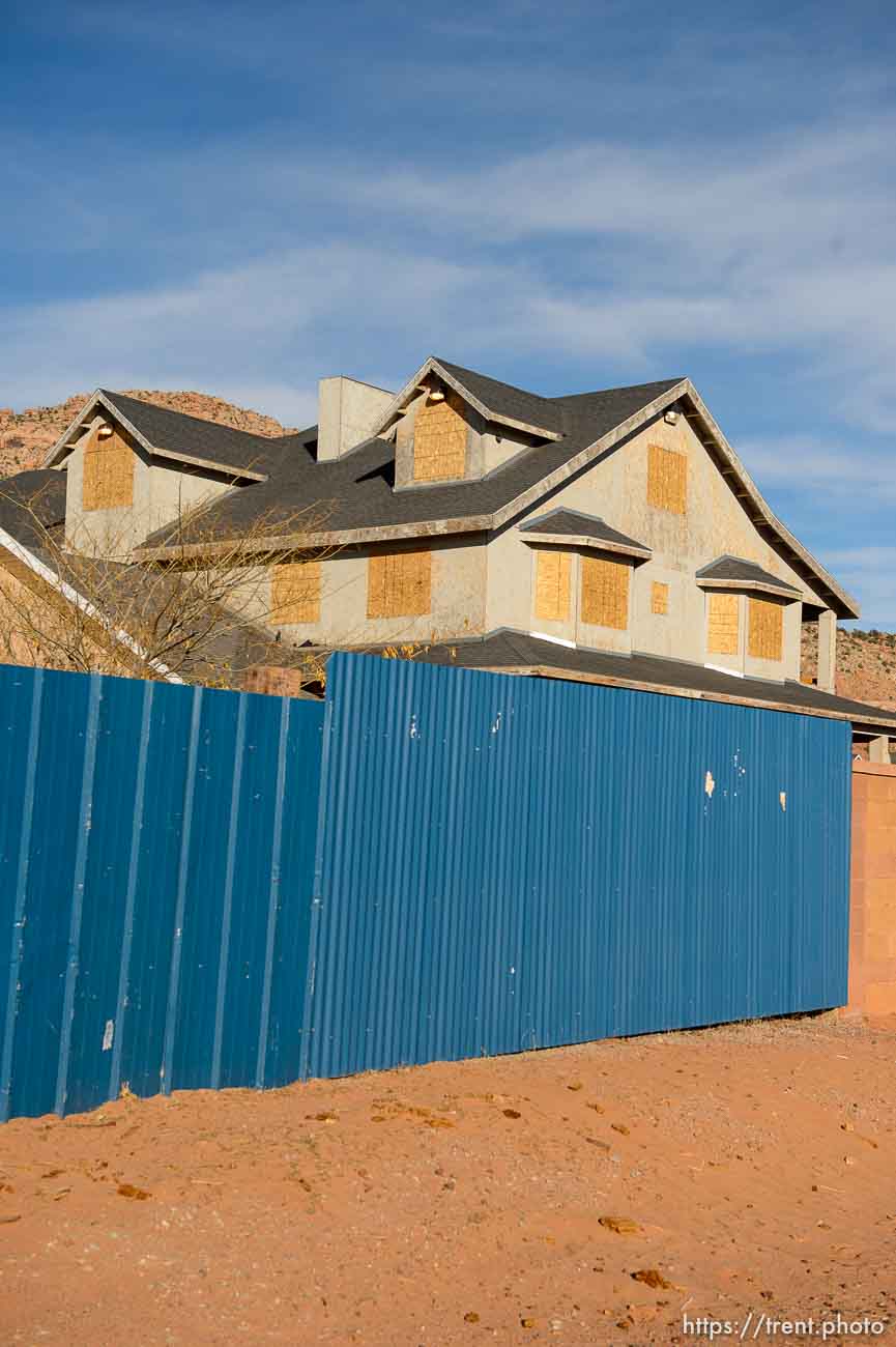 Trent Nelson  |  The Salt Lake Tribune
home behind blue wall, in Hildale, Wednesday December 2, 2015.