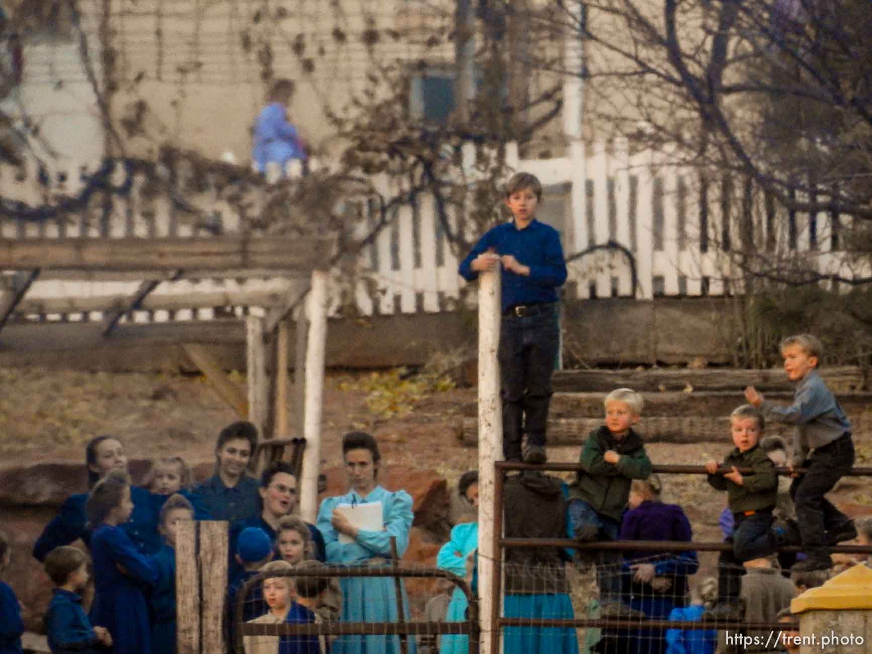 Trent Nelson  |  The Salt Lake Tribune
People look on as a fire burns at the clinic in Hildale, Wednesday December 2, 2015.