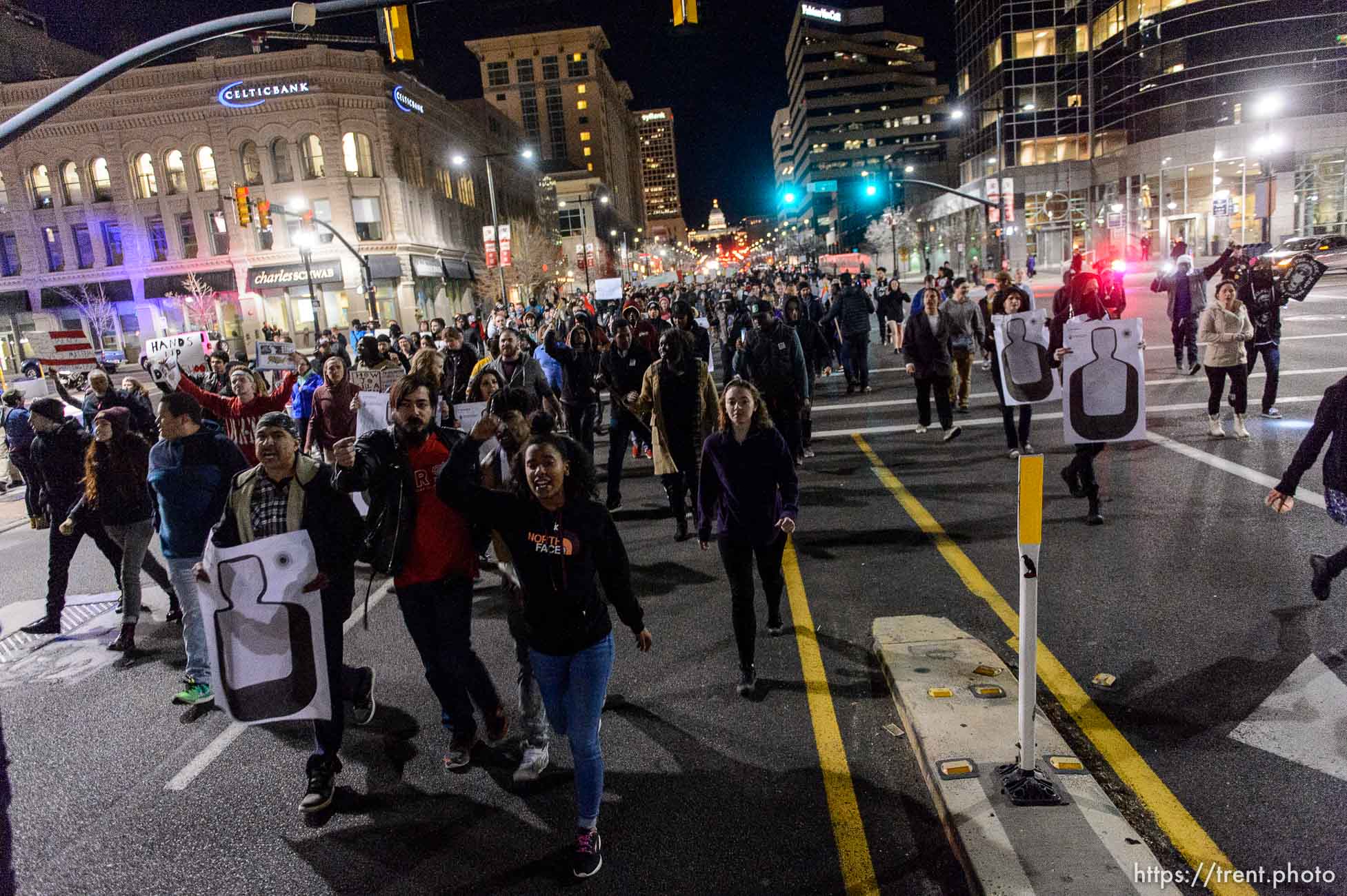 Trent Nelson  |  The Salt Lake Tribune
Activists march to the Public Safety Building to protest the police shooting of 17-year-old Abdi Mohamed, Monday February 29, 2016.