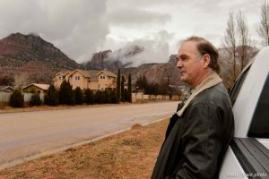 Trent Nelson  |  The Salt Lake Tribune
Lorin Cooke near a United Effort Trust (UEP) home he hoping to move his family into in Hildale, Saturday February 11, 2017.