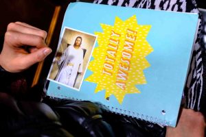 Trent Nelson  |  The Salt Lake Tribune
A woman's notebook and a depiction of Jesus Christ, during the morning session of the 187th Annual General Conference at the Conference Center in Salt Lake City, Sunday April 2, 2017.