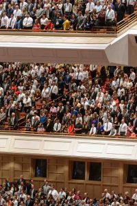 Trent Nelson  |  The Salt Lake Tribune
Attendees at the afternoon session of the 187th Annual General Conference at the Conference Center in Salt Lake City, Sunday April 2, 2017.