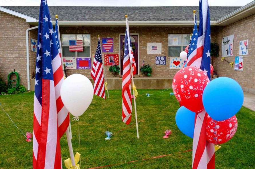 balloons, family home of fallen soldier Aaron Butler, who was killed last week in Afghanistan, Thursday August 24, 2017.