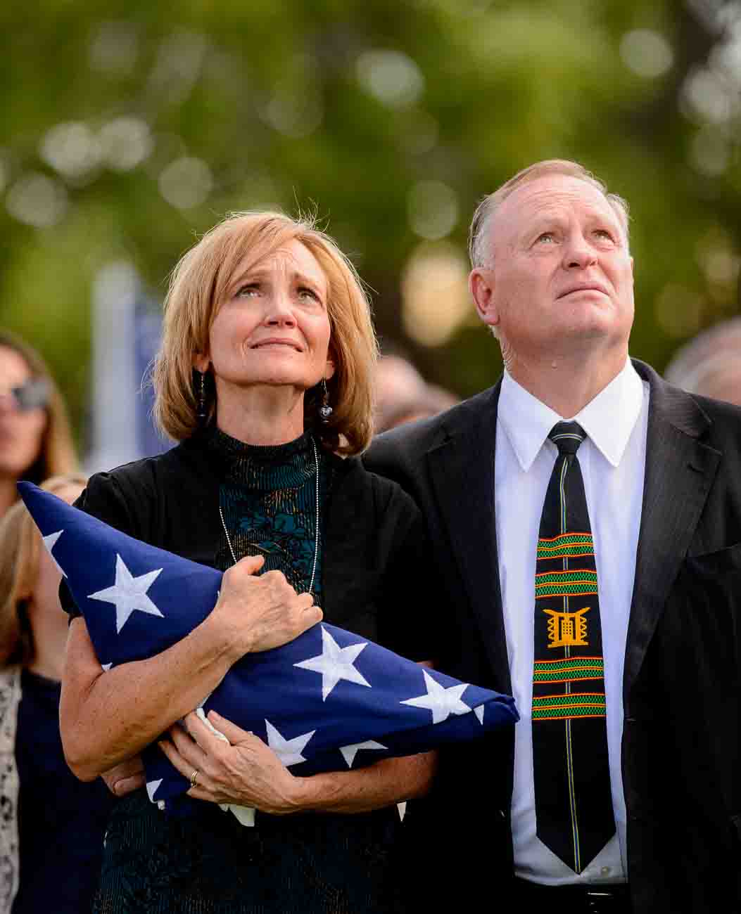 (Trent Nelson | The Salt Lake Tribune)  Laura and Randy Butler at the graveside service for their son, fallen soldier Aaron Butler, in Monticello Saturday August 26, 2017.