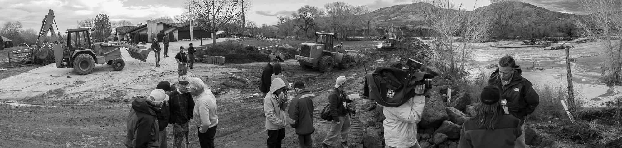 Utah Governor Jon M Huntsman, Jr., on the banks of the Santa Clara River, while touring the flood in southern utah