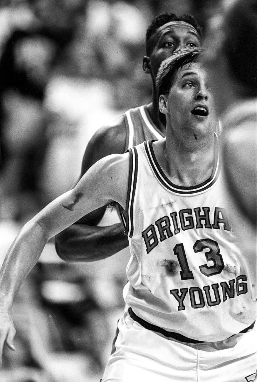 A bloody Andy Toolson at BYU vs. UTEP basketball.