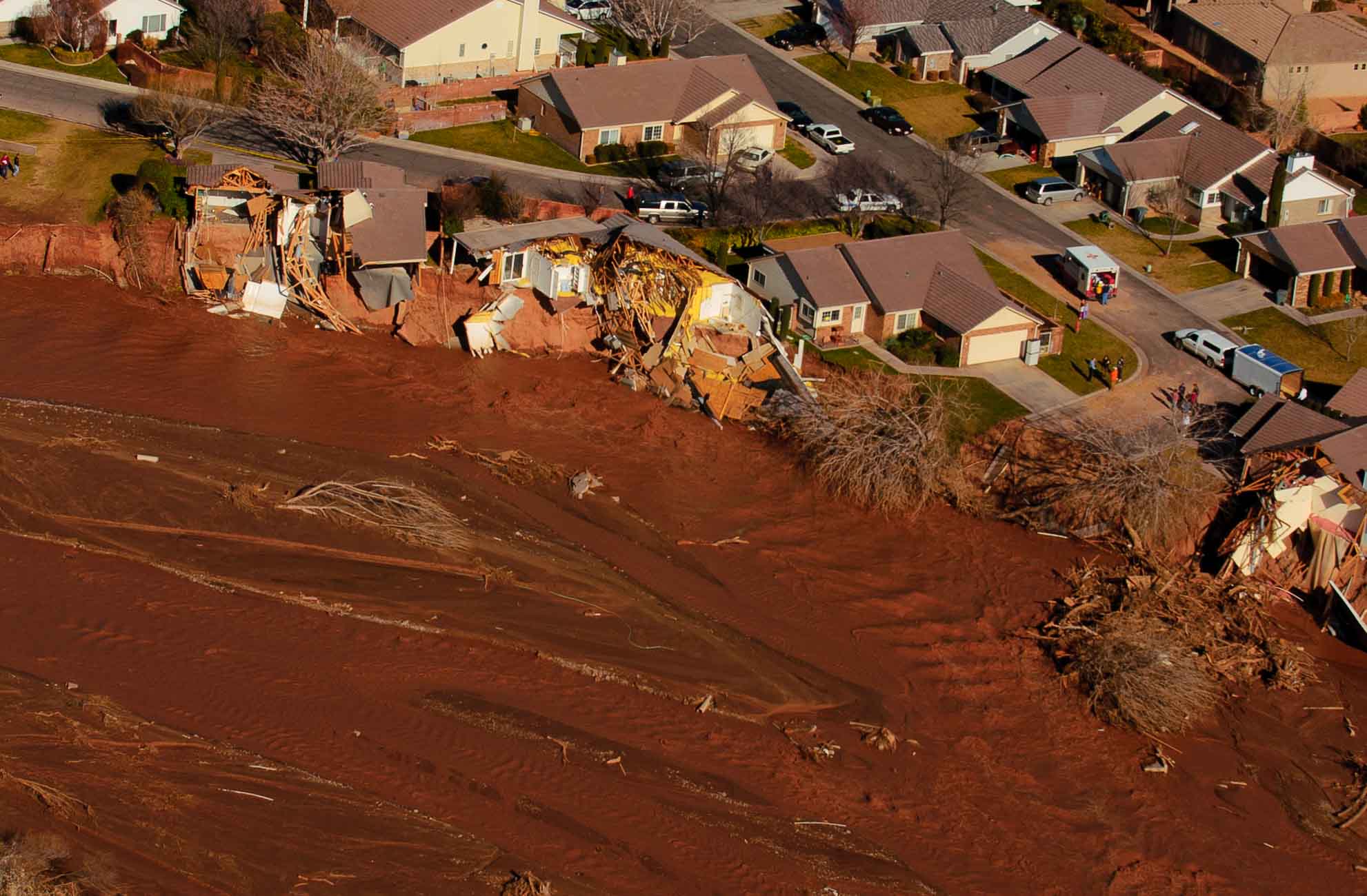 Flood damaged areas.