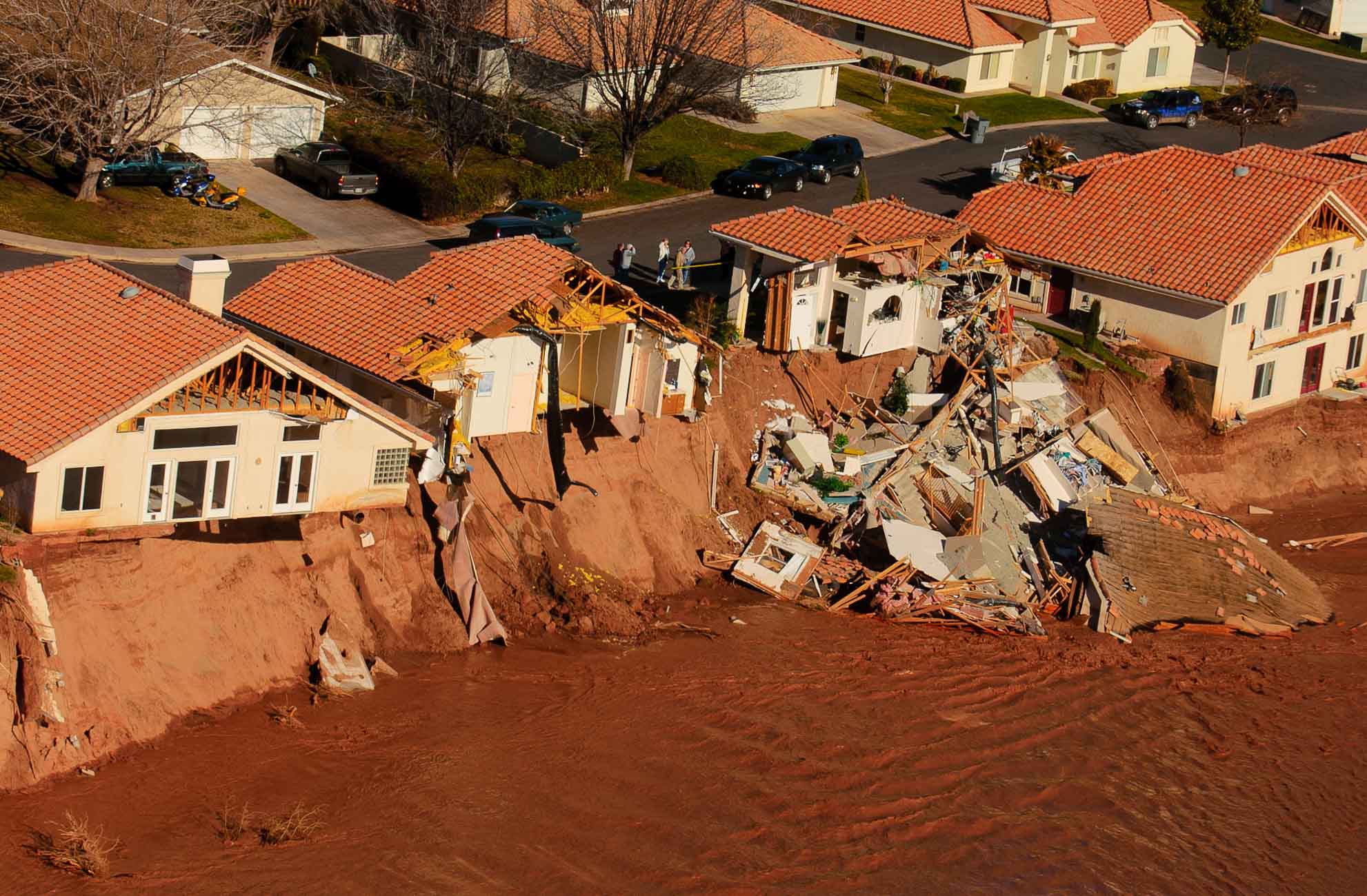 Flood damaged areas.