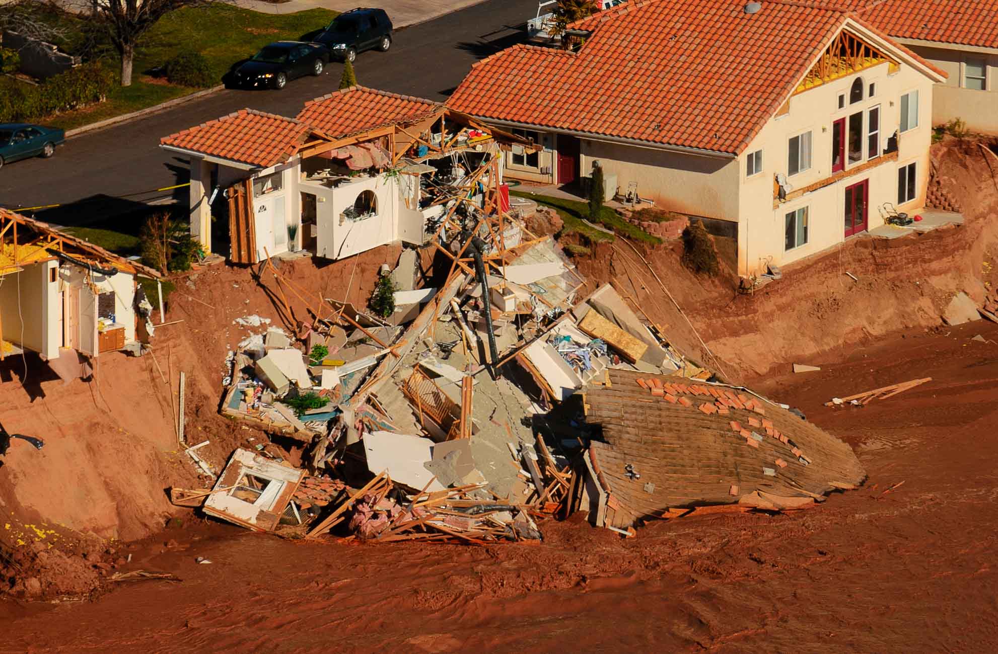 Flood damaged areas.