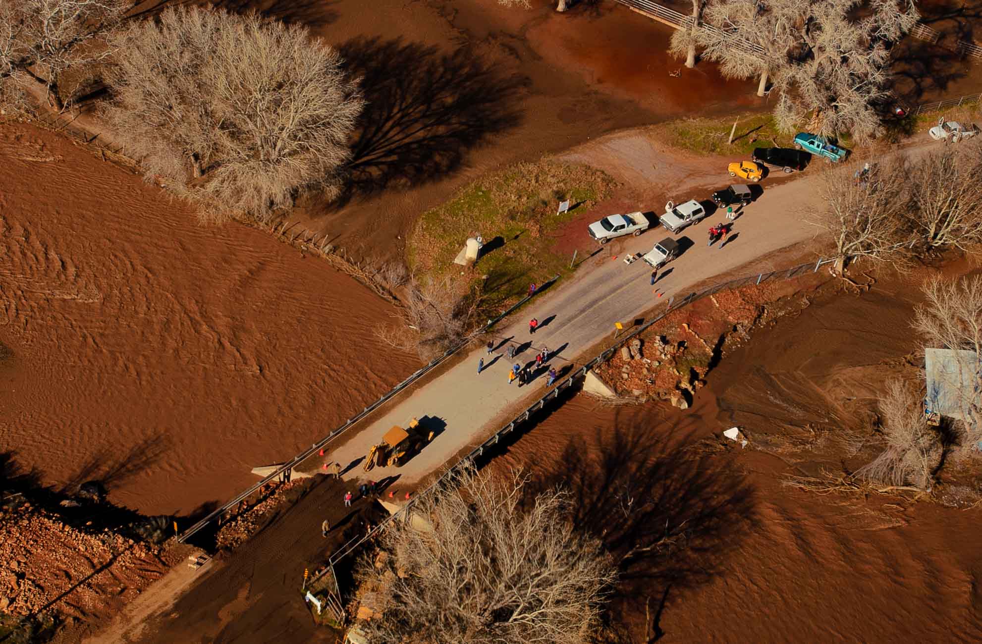 The town of Gunlock, stranded during the flood. Santa Clara river.