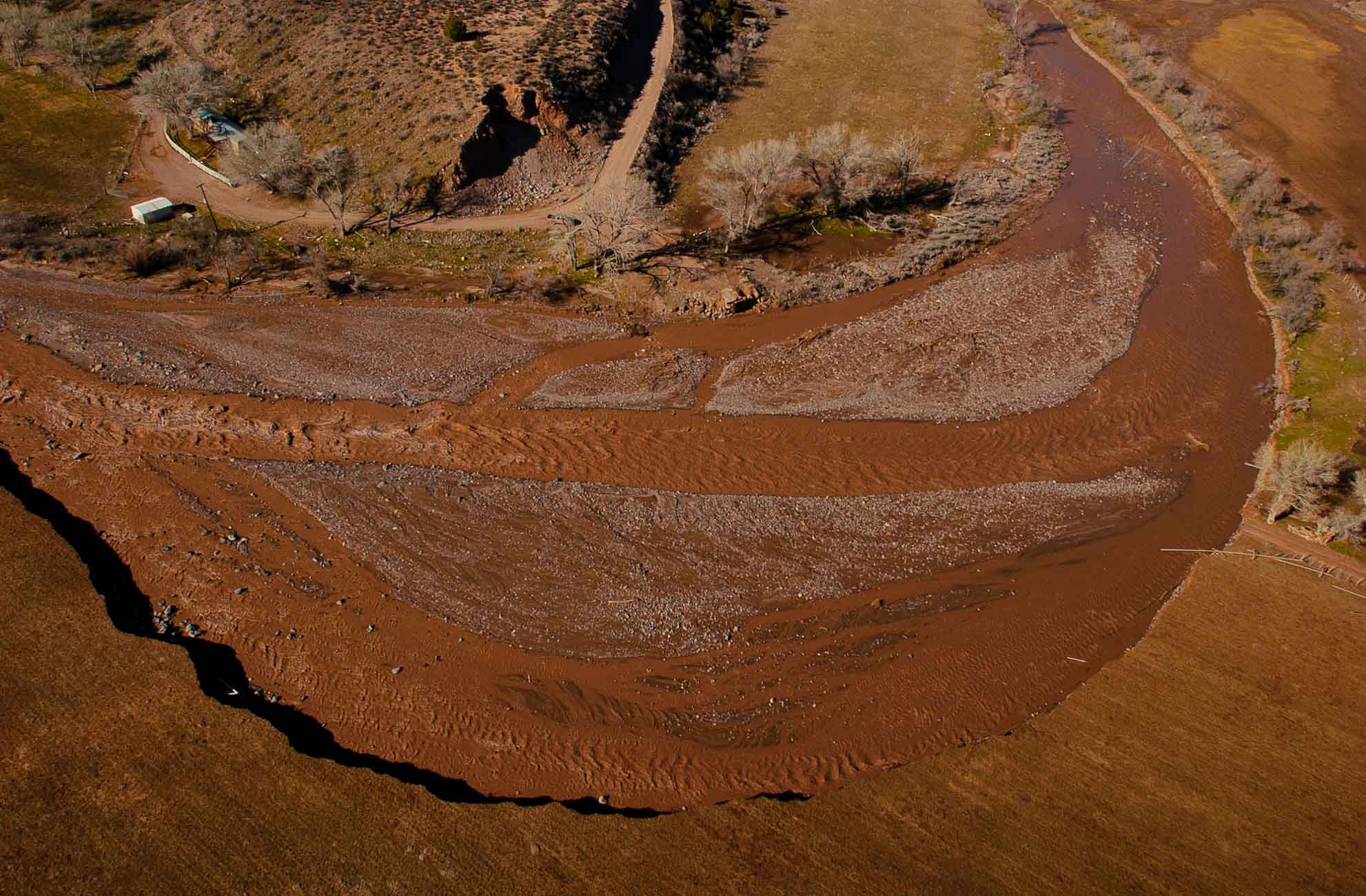 The town of Gunlock, stranded during the flood. Santa Clara river.