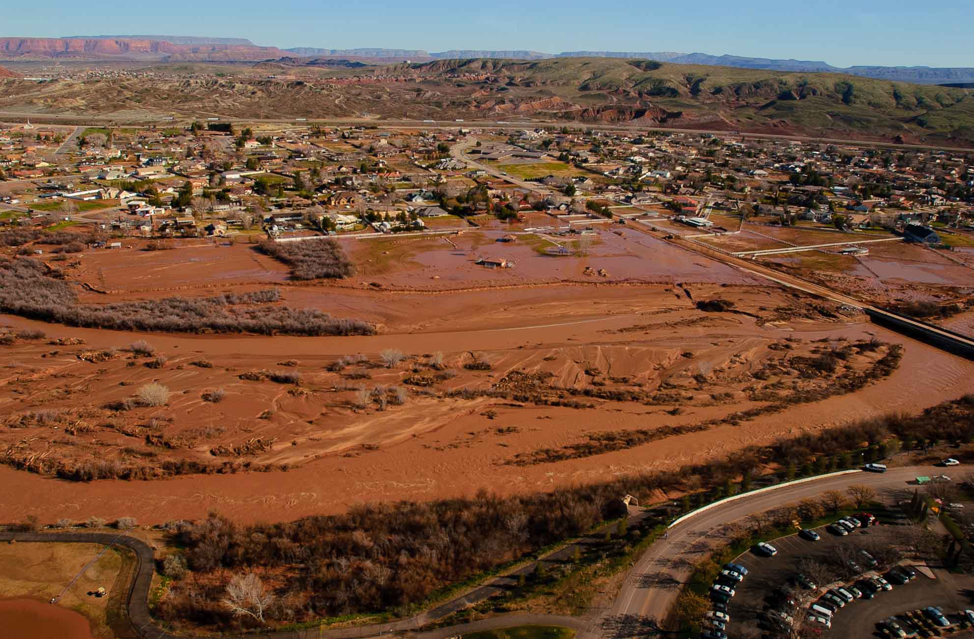 Flood damaged areas.