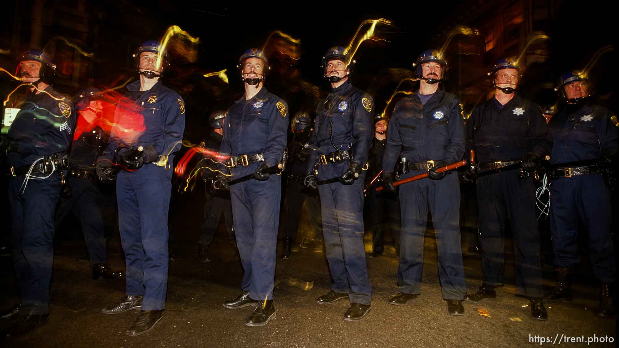 Police line during Anti war Gulf War protests.