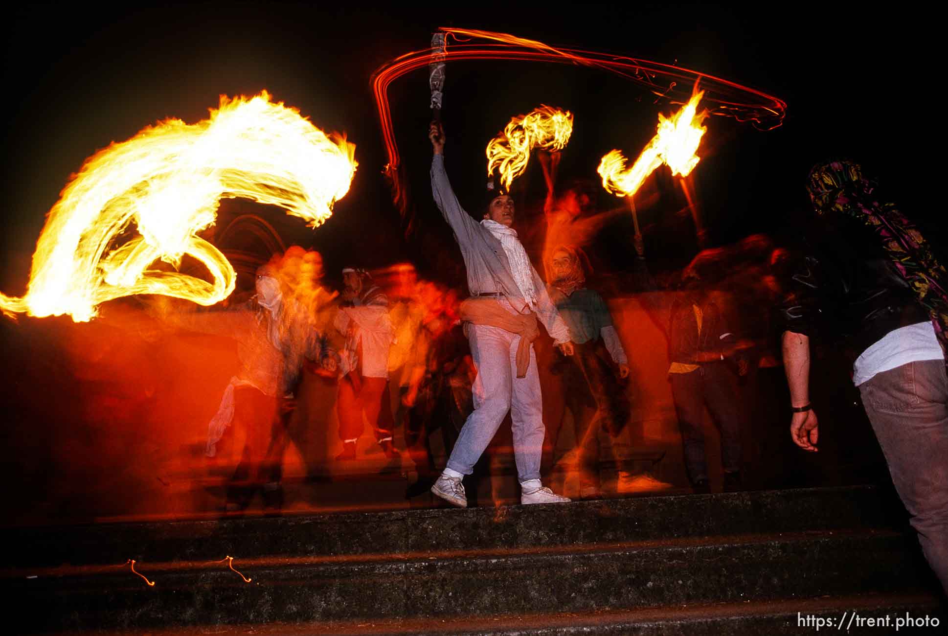 Torch waving protesters at an Anti war Gulf War protests.