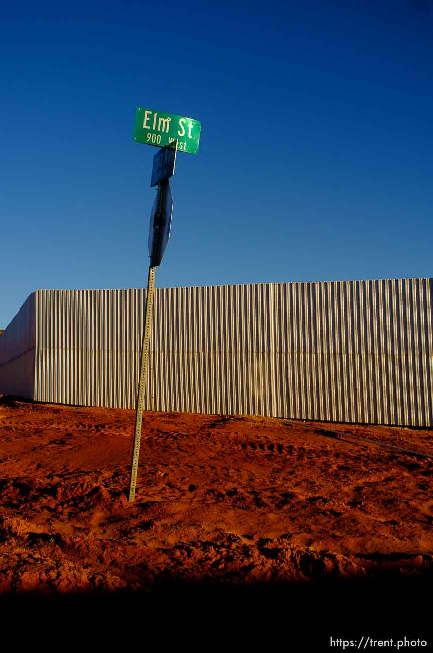 wall and Elm Street sign, hildale, Wednesday January 14, 2015.