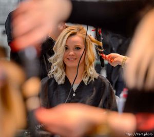 LaDonna Young, who left the polygamous the Kingston Group (also known as the Davis County Cooperative Society and the Latter Day Church of Christ) at the end of 2016, has her hair cut and styled by Amanda Moncur at Kelly Cardenas Salon in South Jordan, Tuesday January 9, 2018. The salon tries to help people leaving polygamous sects by offering them haircuts. For some, it's the first time they've been free to express themselves with a haircut.