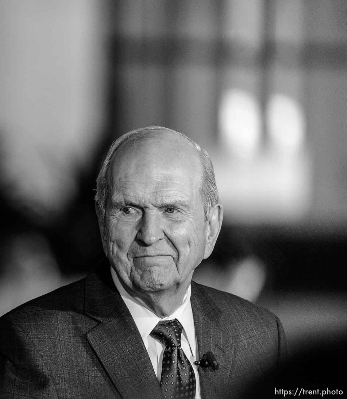 (Trent Nelson | The Salt Lake Tribune)  Russell M. Nelson looks on as Dallin H. Oaks addresses members of the media at a news conference in the lobby of the Church Office Building in Salt Lake City, Tuesday January 16, 2018. Nelson was named the 17th president of the nearly 16 million-member Church of Jesus Christ of Latter-day Saints.